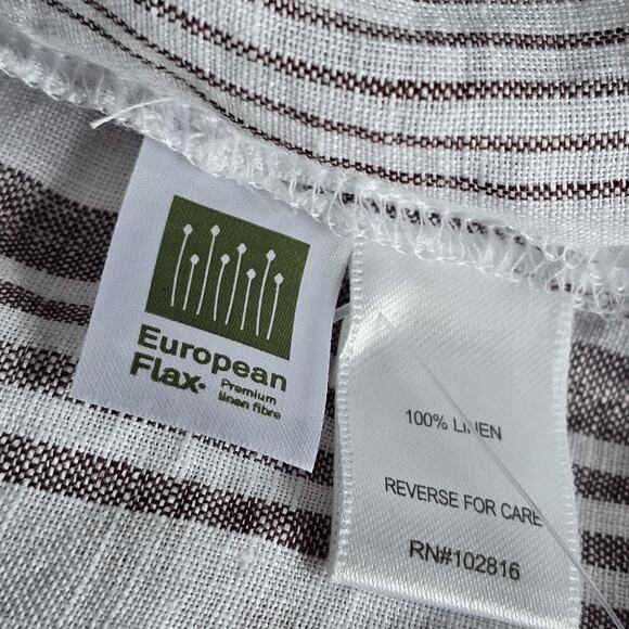 Garnet Hill plus size 18 100% Linen Button-Down High-Low Tunic Tank Striped - Picture 9 of 10